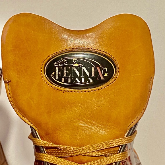 FENNIX Italian Genuine Crocodile & Leather Boots W/ Brown Bubble Soles